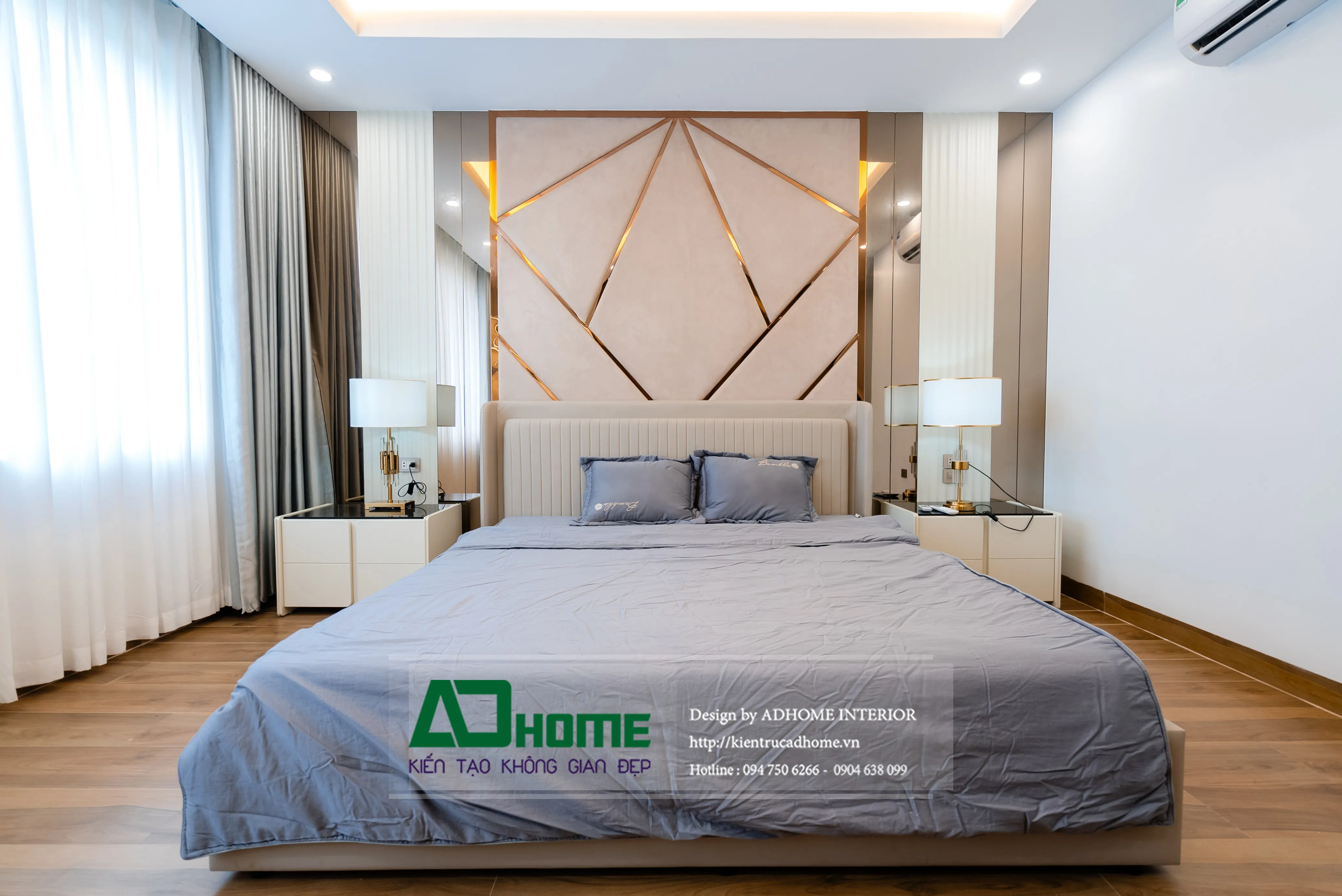 Thi công nội thất phòng ngủ Vinhomes với tông màu sáng