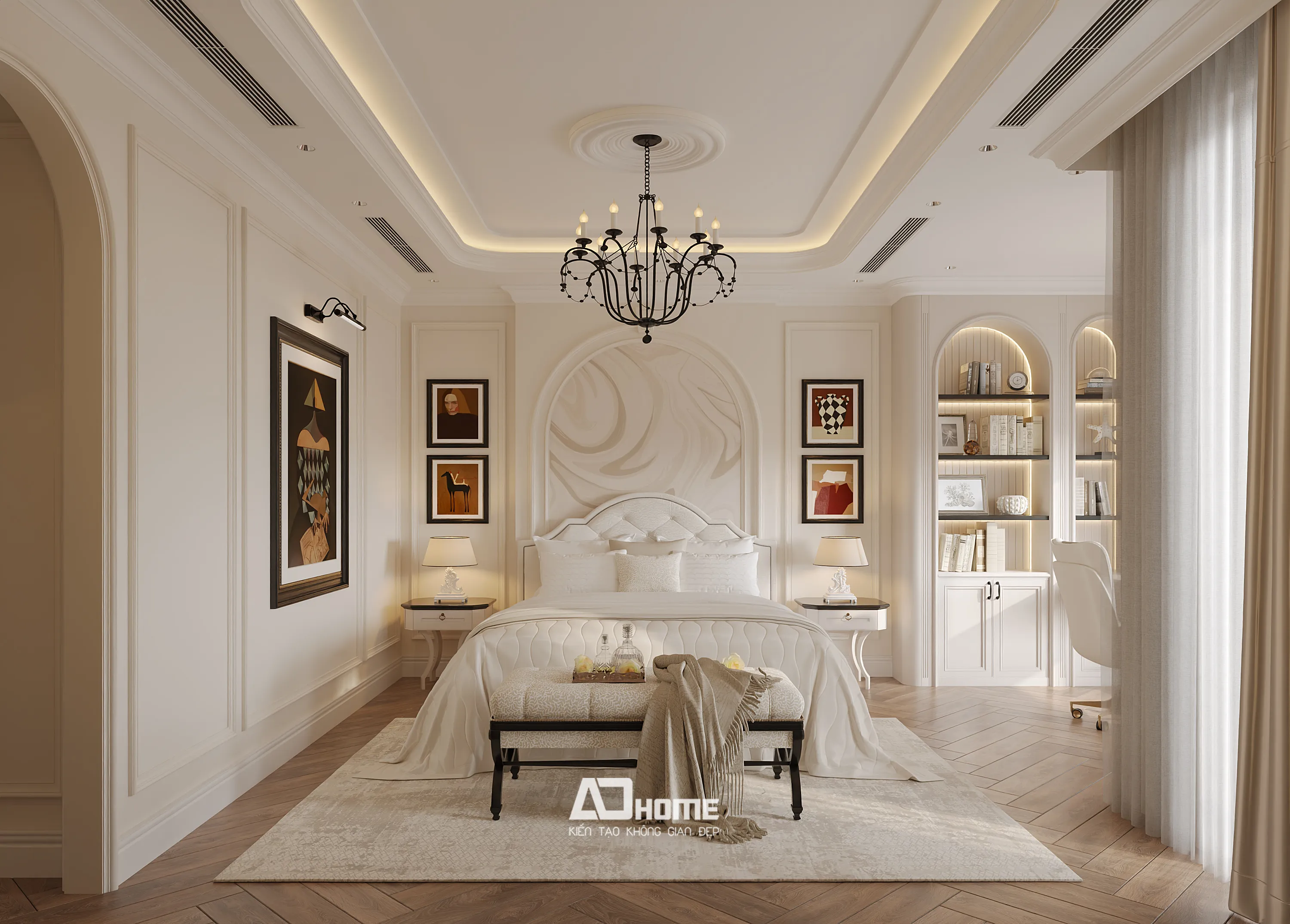 Không gian sử dụng phong cách Neo Classic với vẻ đẹp chuẩn mực