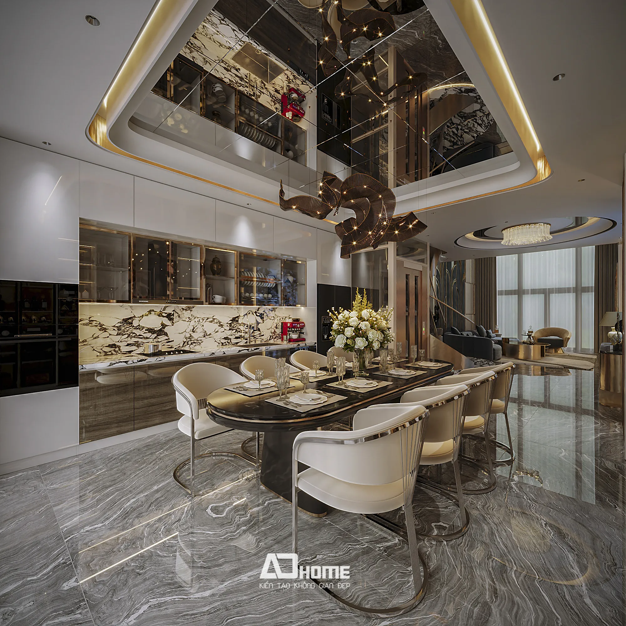 Các yếu tố ảnh hưởng đến giá thi công tủ bếp Vinhomes như cốt gỗ, thiết bị bếp và đá ốp