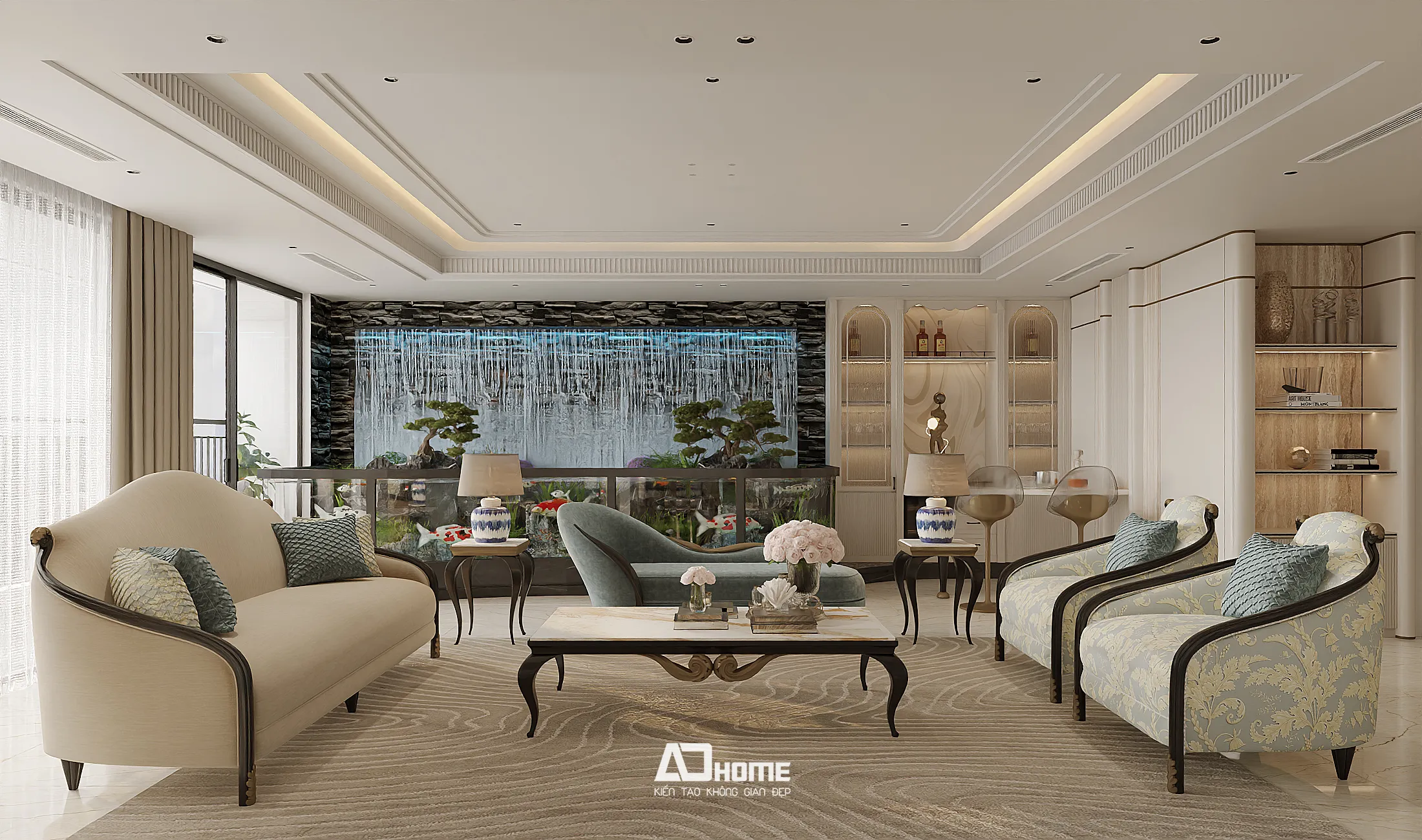 Thiết kế nội thất Vinhomes phòng khách sang trọng