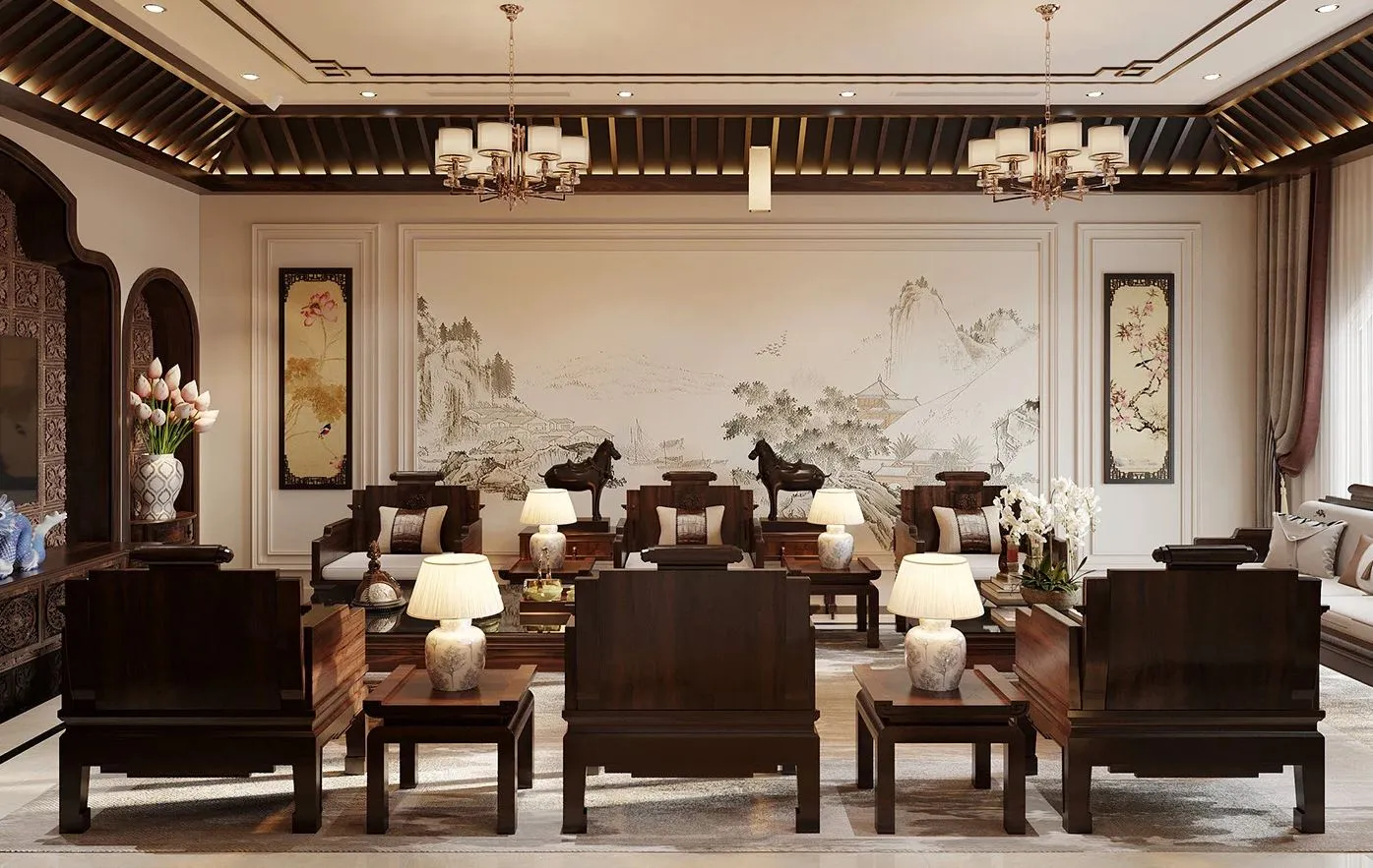 Họa tiết kỷ hà tứ quý trong thiết kế nội thất biệt thự indochine