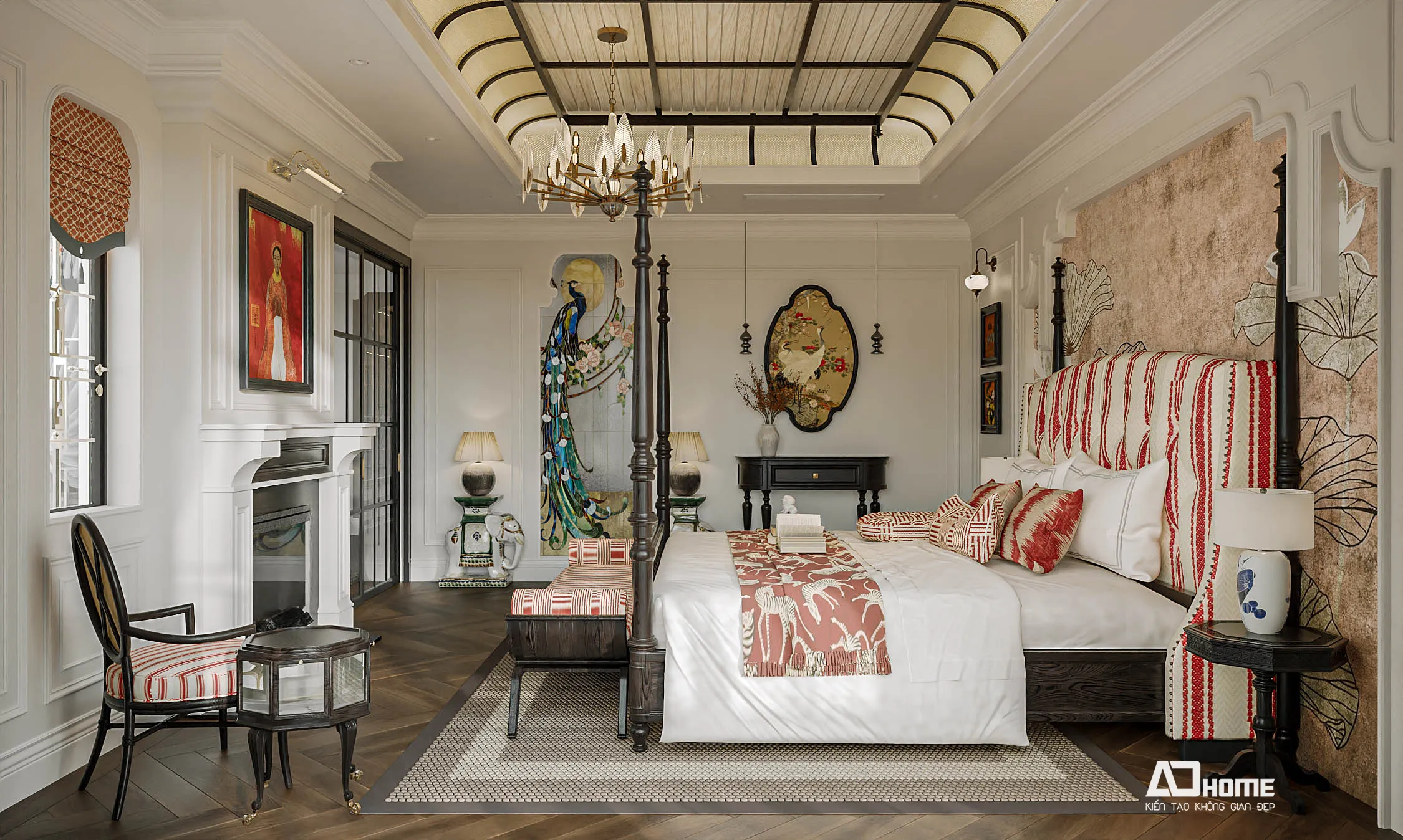 Mẫu thiết kế nội thất biệt thự phong cách Indochine sang trọng đẳng cấp