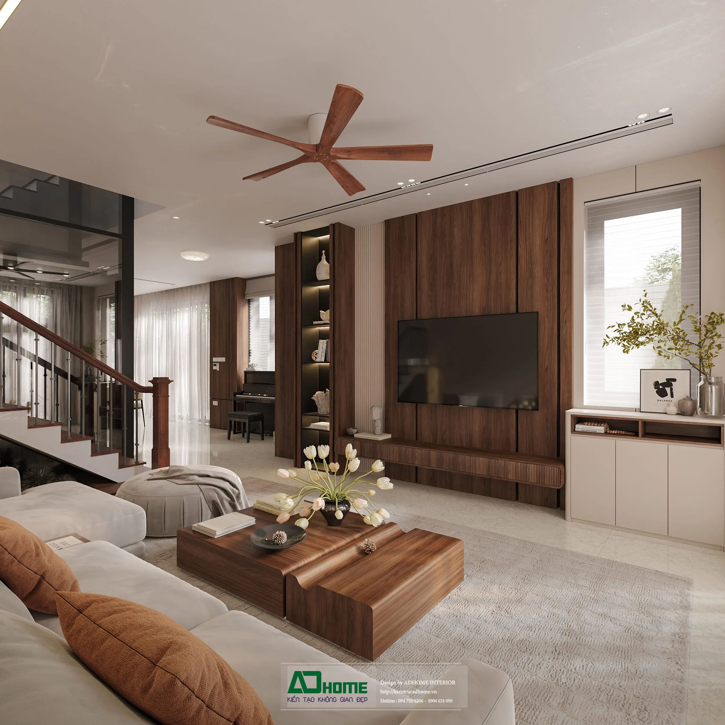 Mẫu thiết kế nội thất biệt thự song lập phong cách Luxury sang trọng