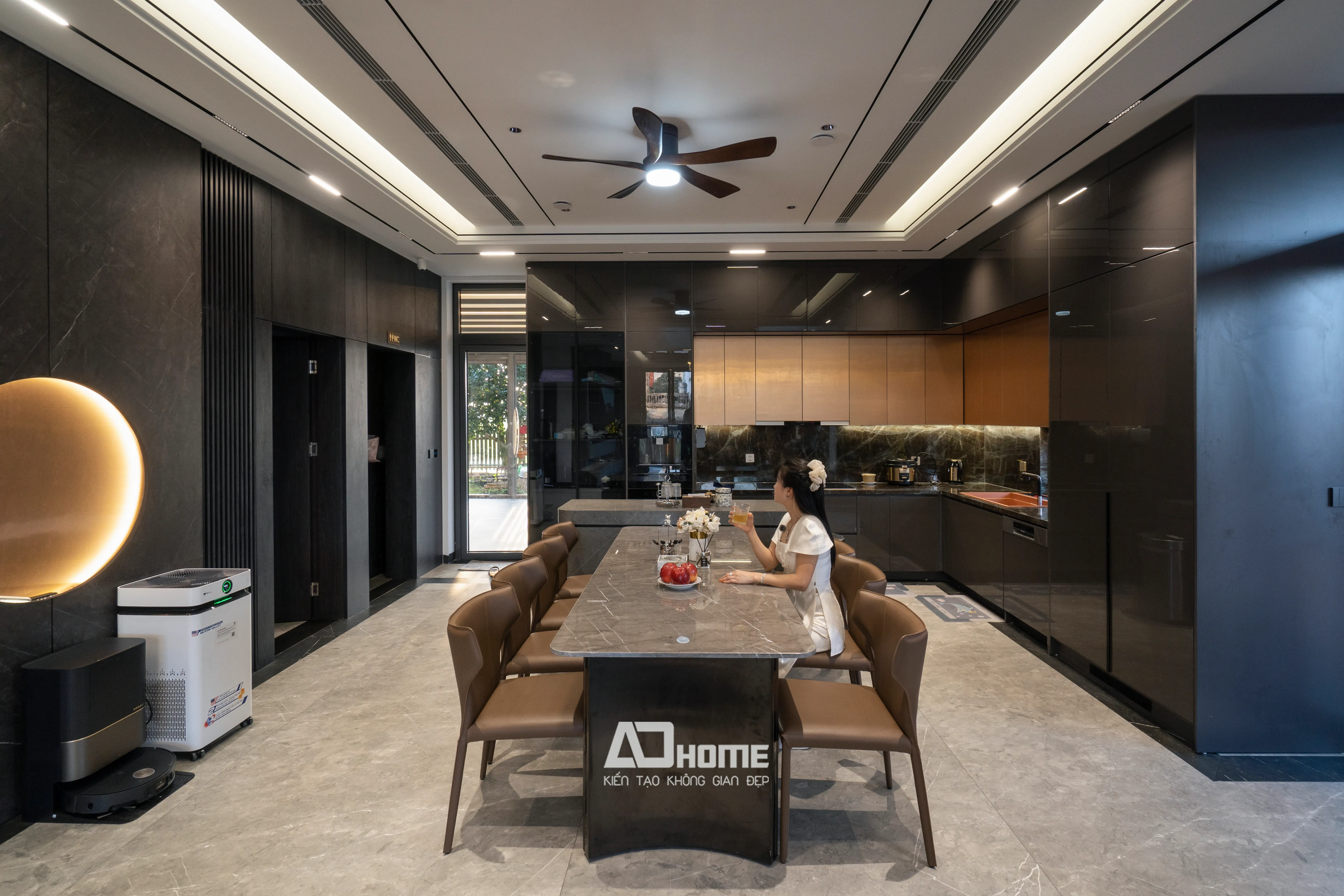 Nội thất biệt thự hiện đại siêu sang sử dụng gỗ An Cường, đá tự nhiên