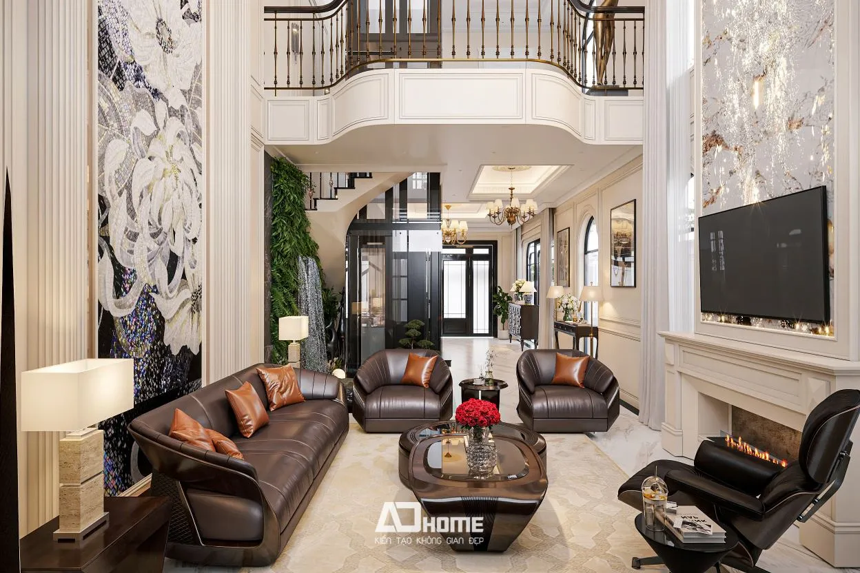 Nội thất liền kề Vinhomes phong cách tân cổ điển hài hòa kiến trúc tổng thể