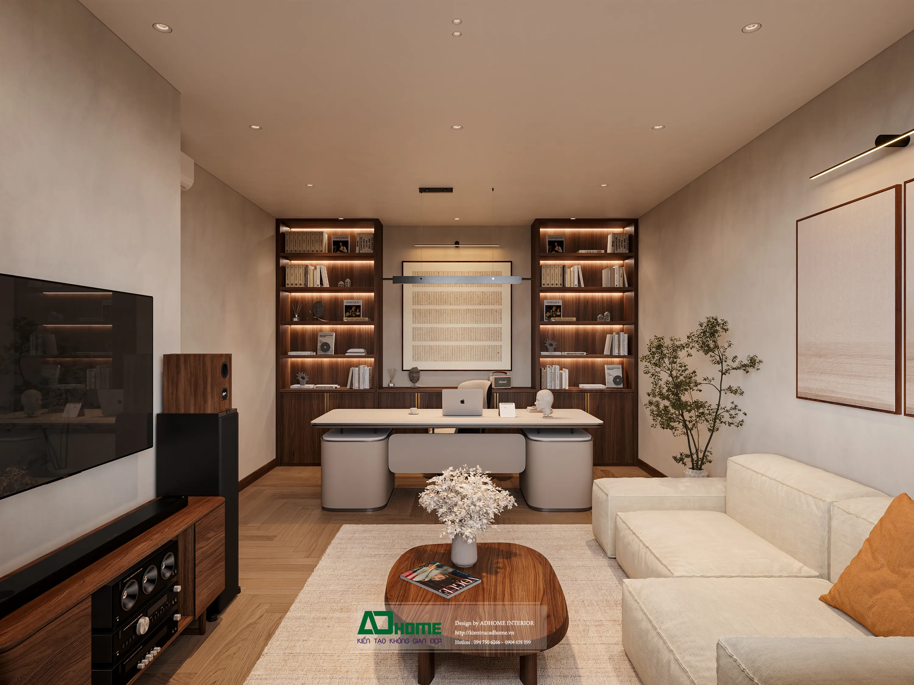 Thiết kế nội thất biệt thự hiện đại cho phòng làm việc sang trọng