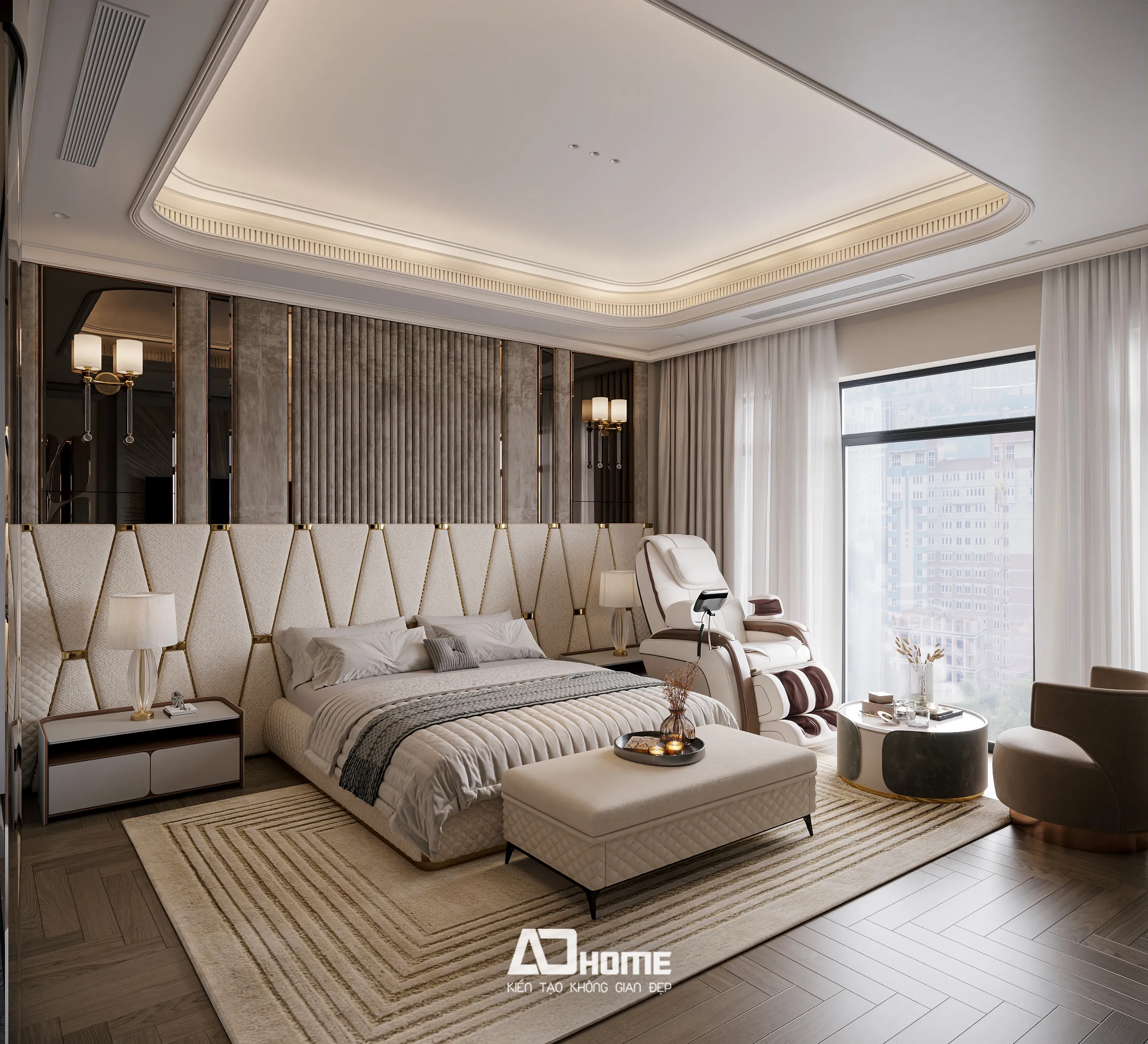 Tầm nhìn panorama căn hộ dự án Hinode Royal Park với cửa kính lớn đón ánh sáng tự nhiên