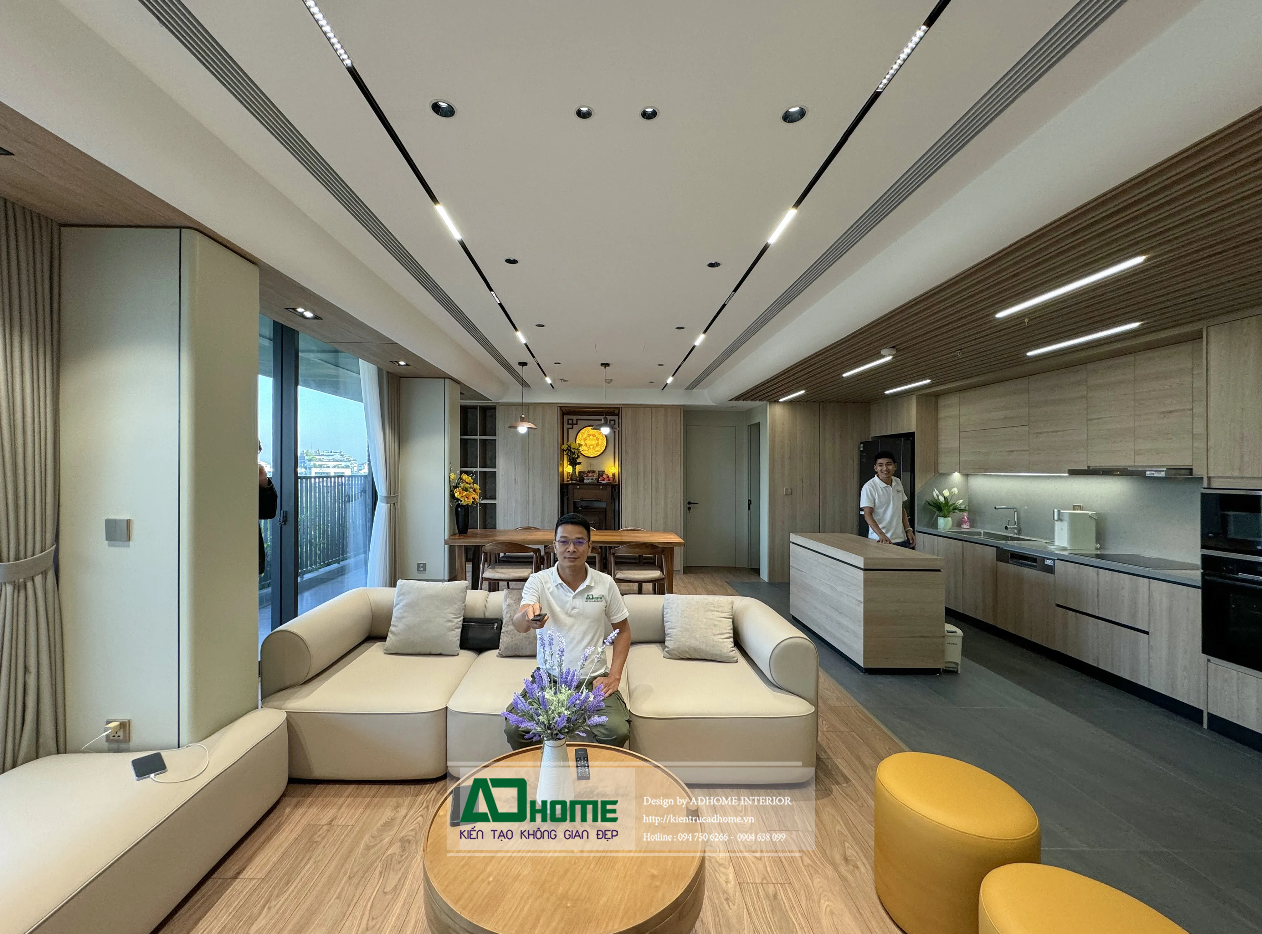 Thi công nội thất phòng khách chung cư Vinhomes sang trọng do ADHome thực hiện