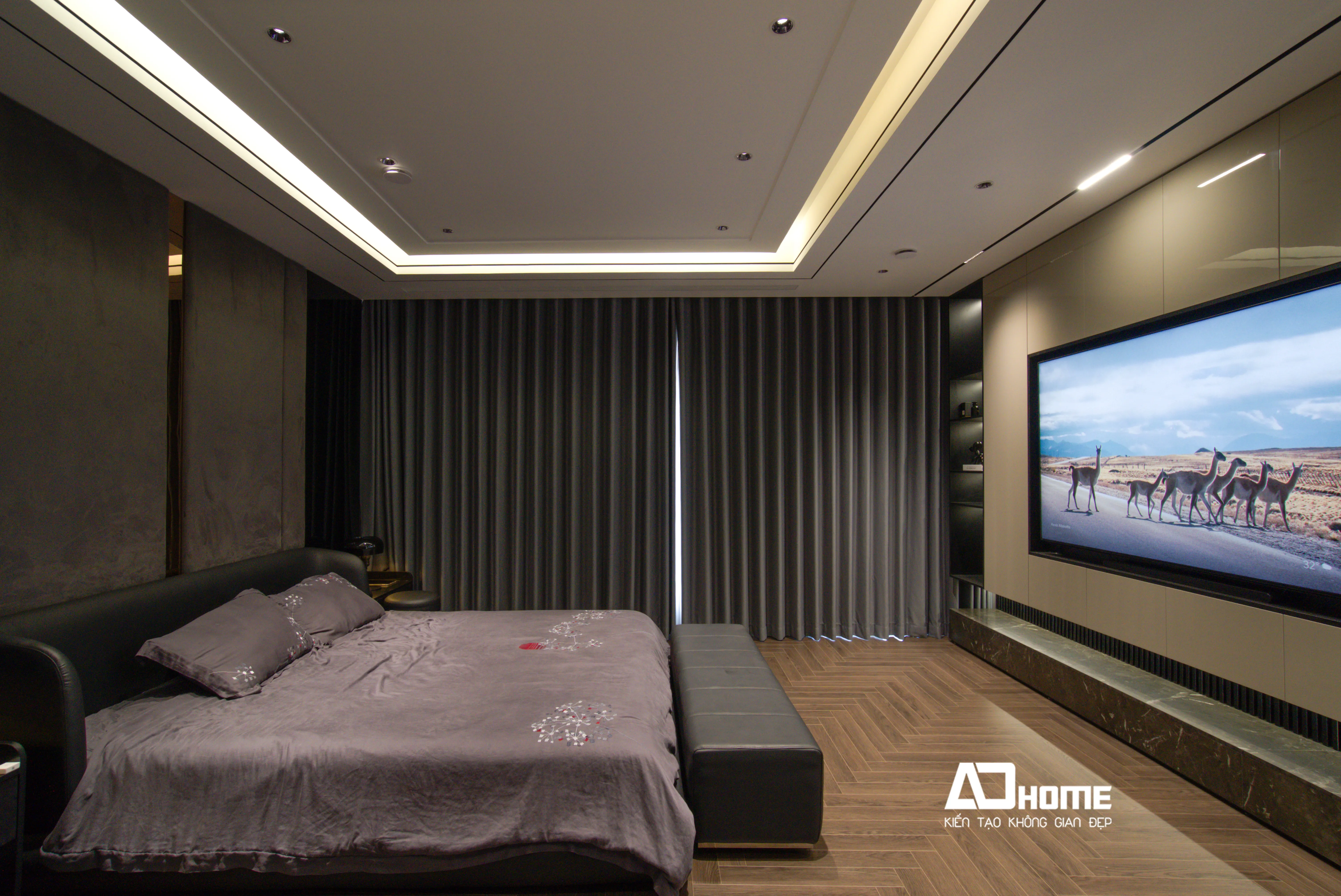 Thi công nội thất phòng ngủ chung cư Vinhomes tối ưu không gian nghỉ ngơi với gam màu trung tính