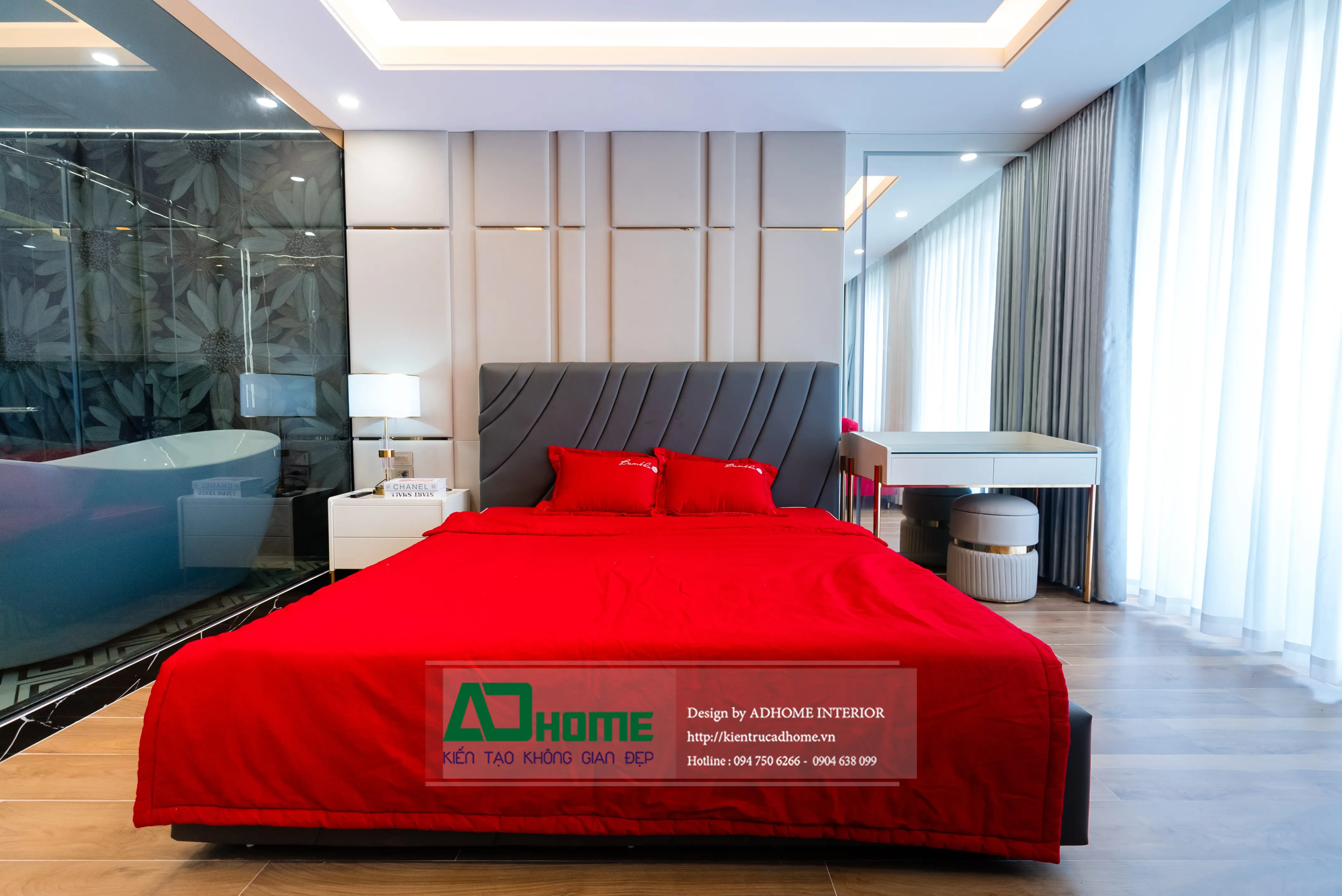 Thiết kế thi công hoàn thiện nội thất phòng ngủ cho biệt thự 01