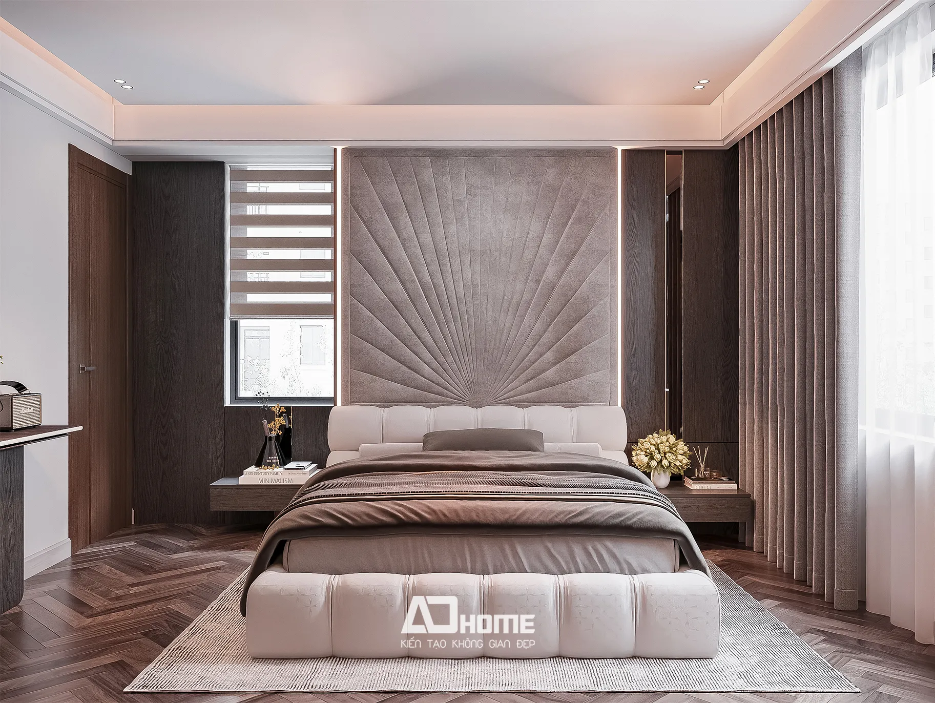 Thi công nội thất phòng ngủ Vinhomes trọn gói căn hộ 2 phòng ngủ