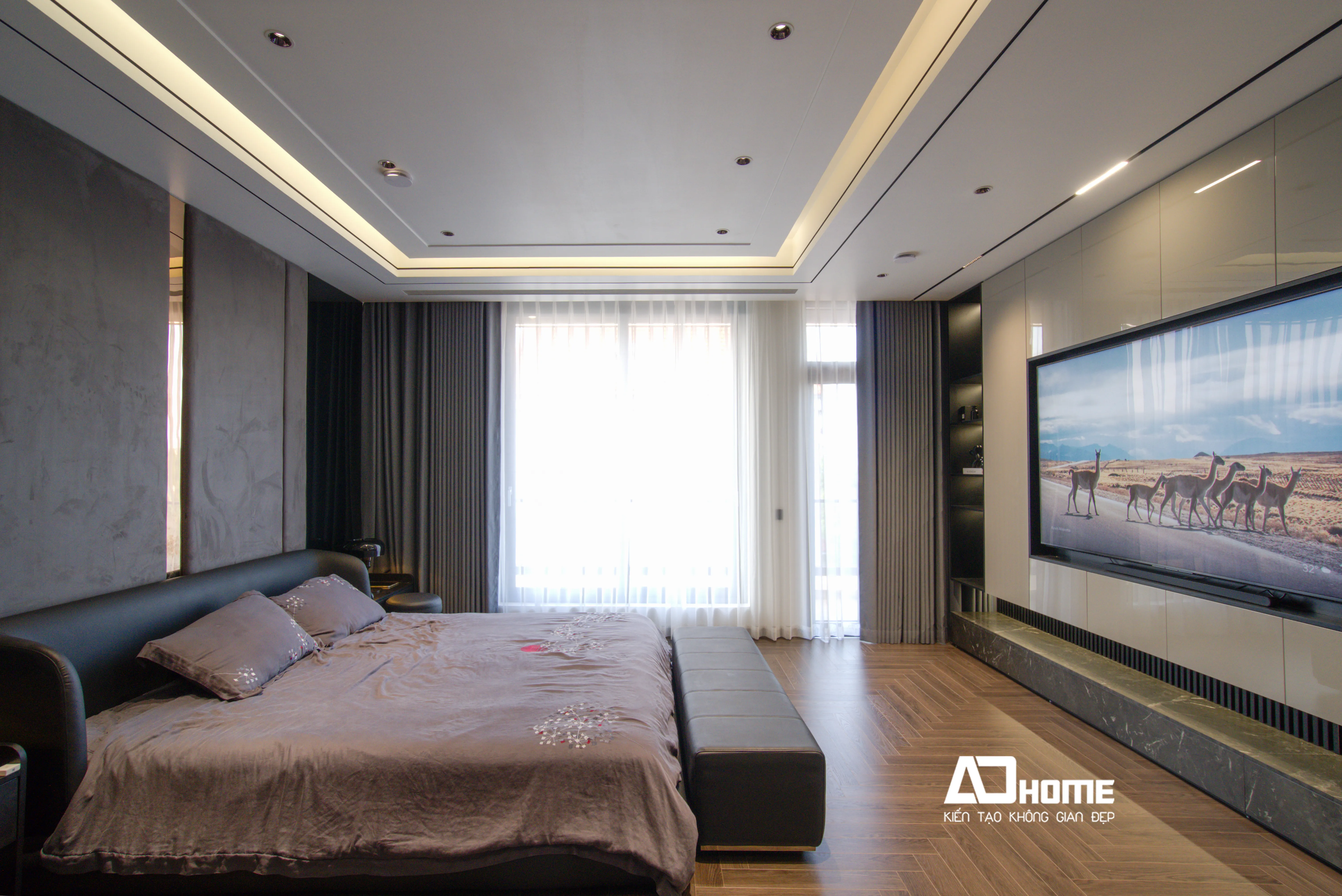 Thi công nội thất phòng ngủ trọn gói Vinhomes với vách ốp cao cấp cho biệt thự