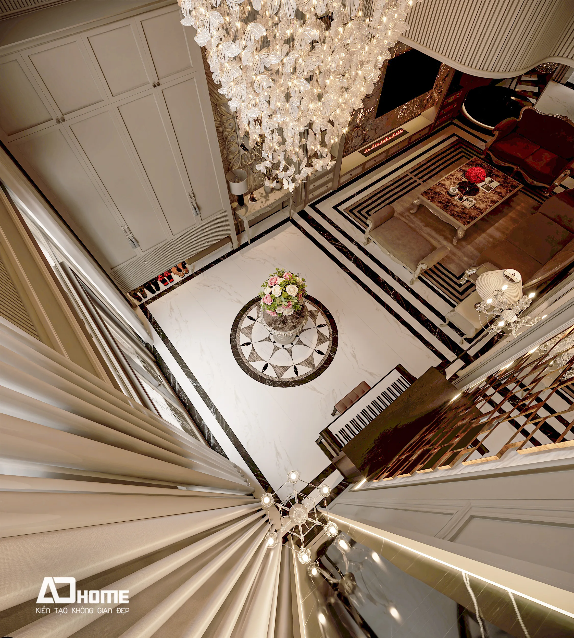 Thiết kế nội thất biệt thự Vinhomes Cổ Loa đẹp với không gian thông tầng