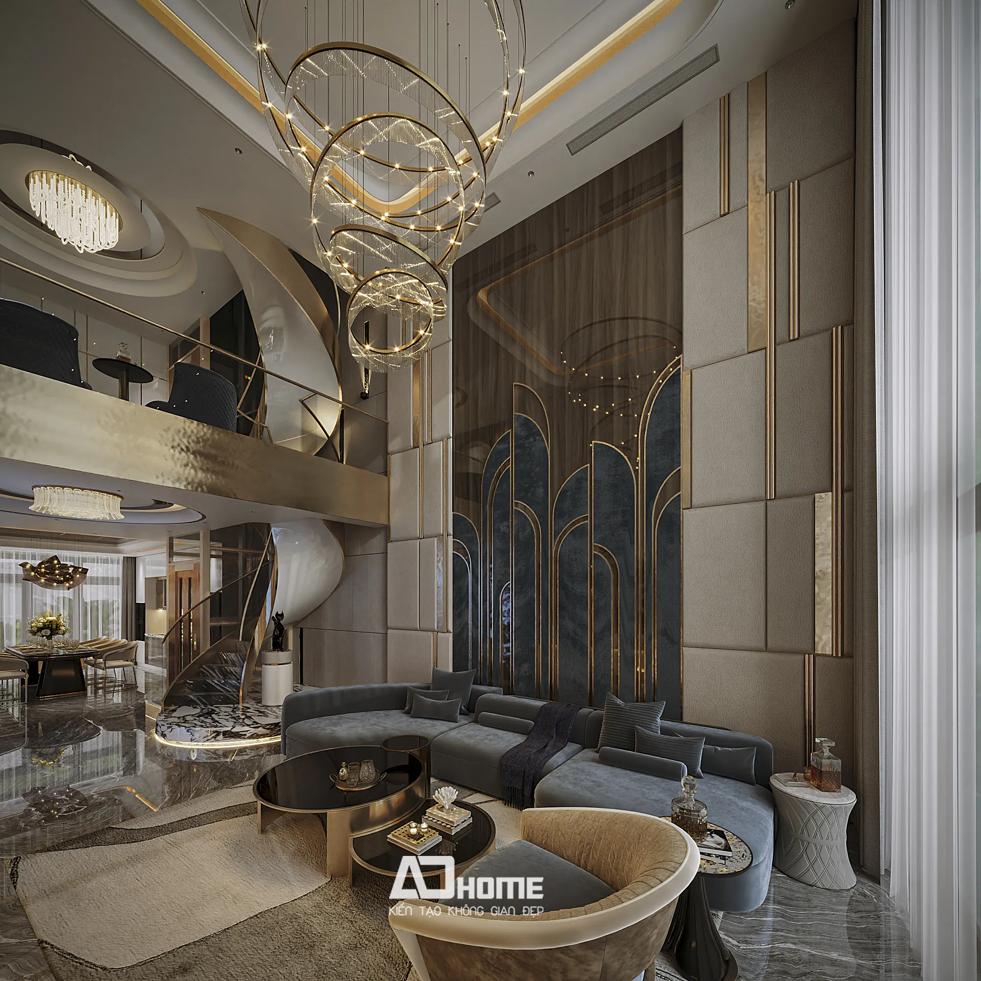 Thiết kế nội thất biệt thự luxury sang trọng tại Vinhomes Cổ Loa với không gian mở