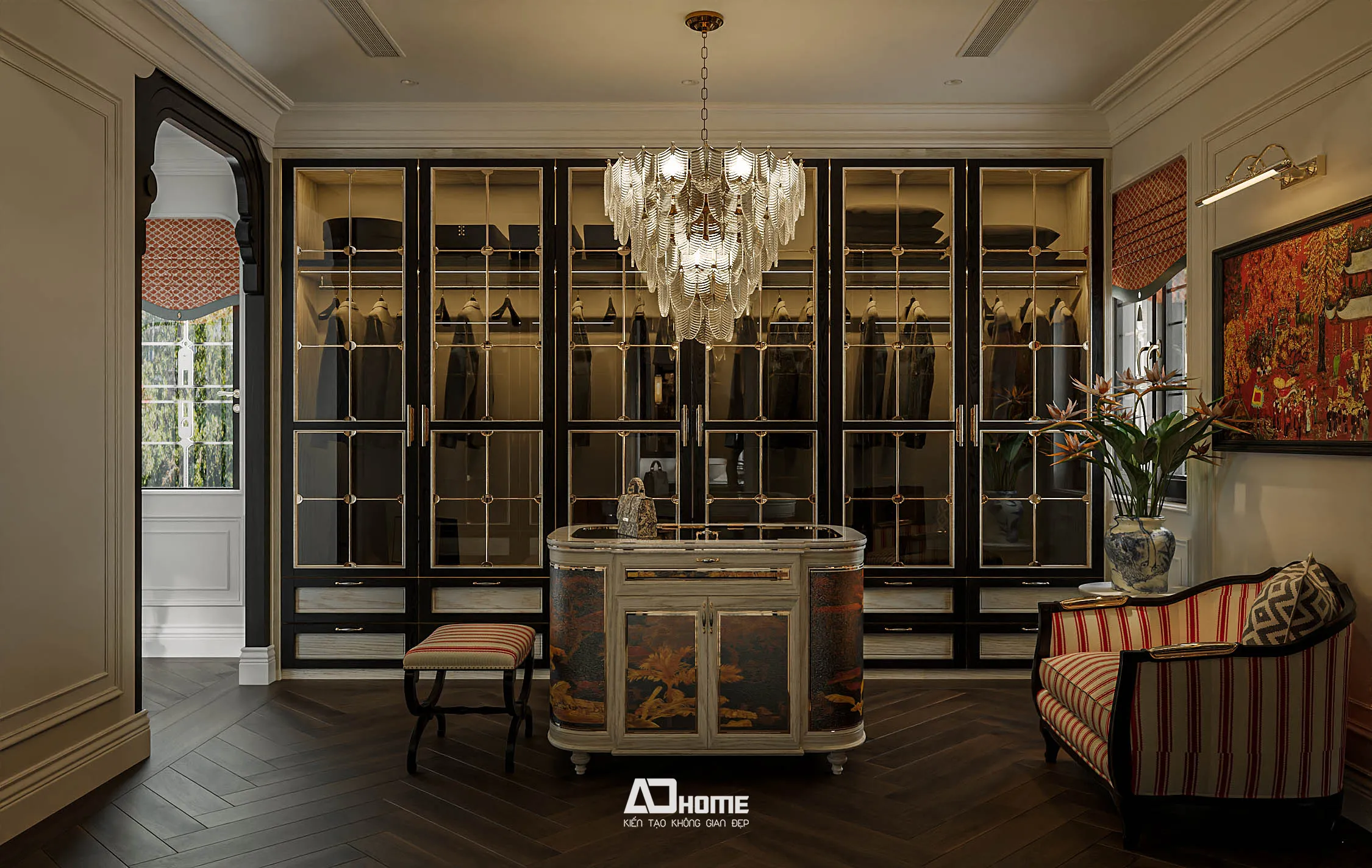 Thiết kế nội thất biệt thự nghỉ dưỡng Vinhomes Cổ Loa phong cách Modern Indochine sang trọng