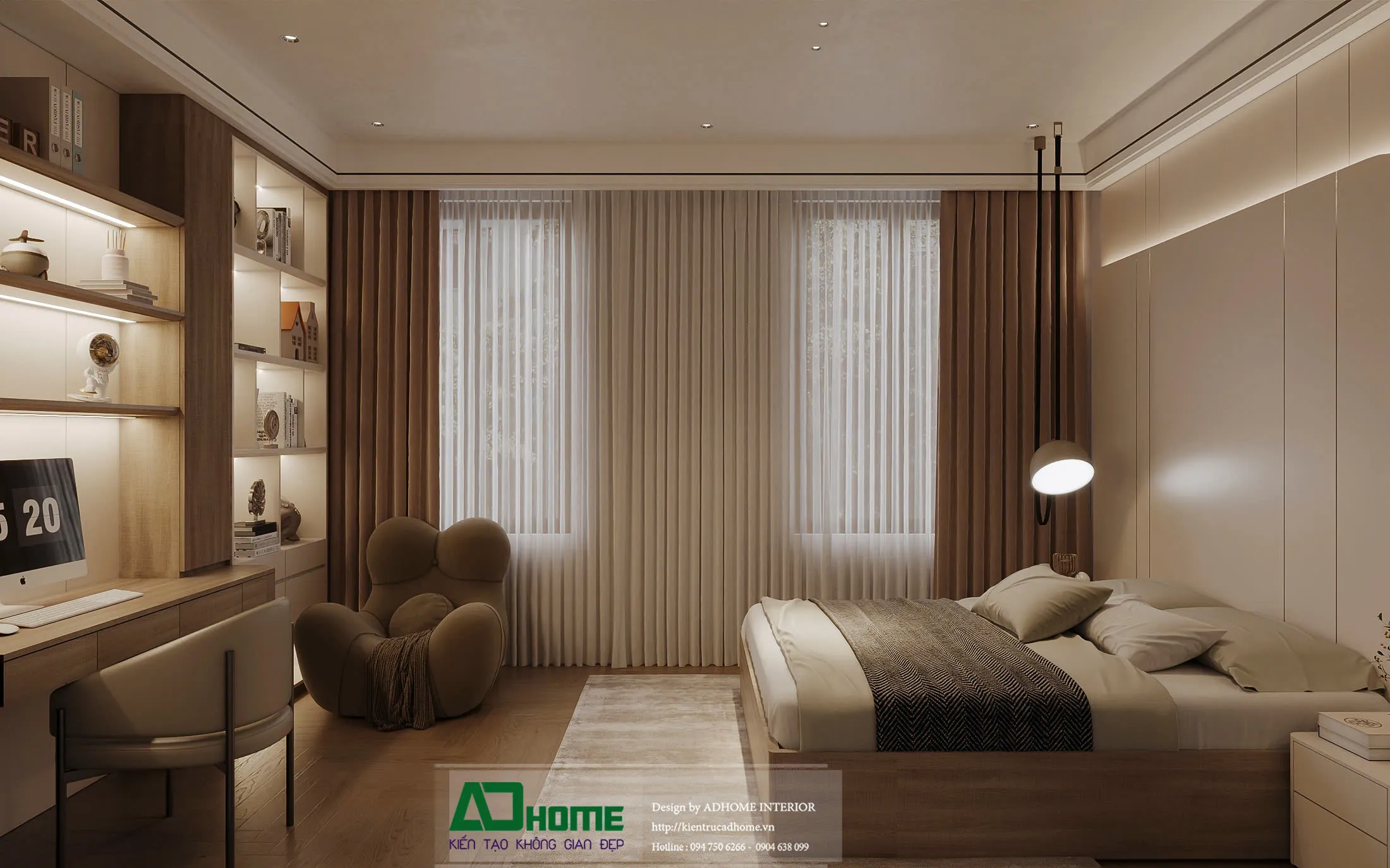 Thiết kế nội thất biệt thự phòng ngủ Master tiêu chuẩn resort 5 sao