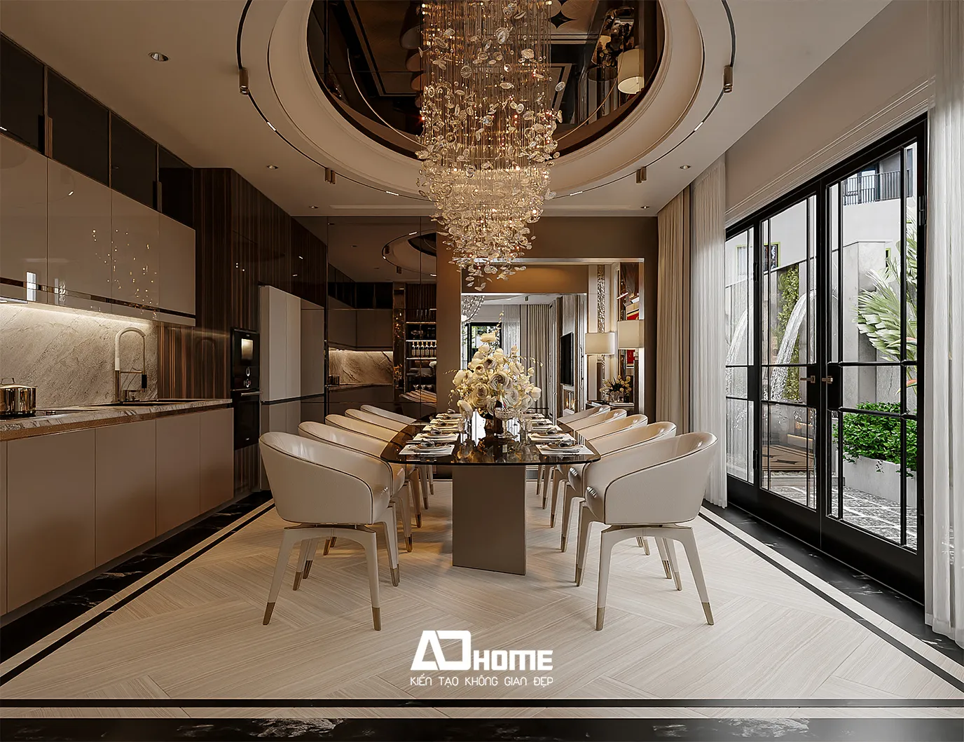 Thiết kế nội thất biệt thự Vinhomes Cổ Loa phong cách sang trọng với vật liệu cao cấp