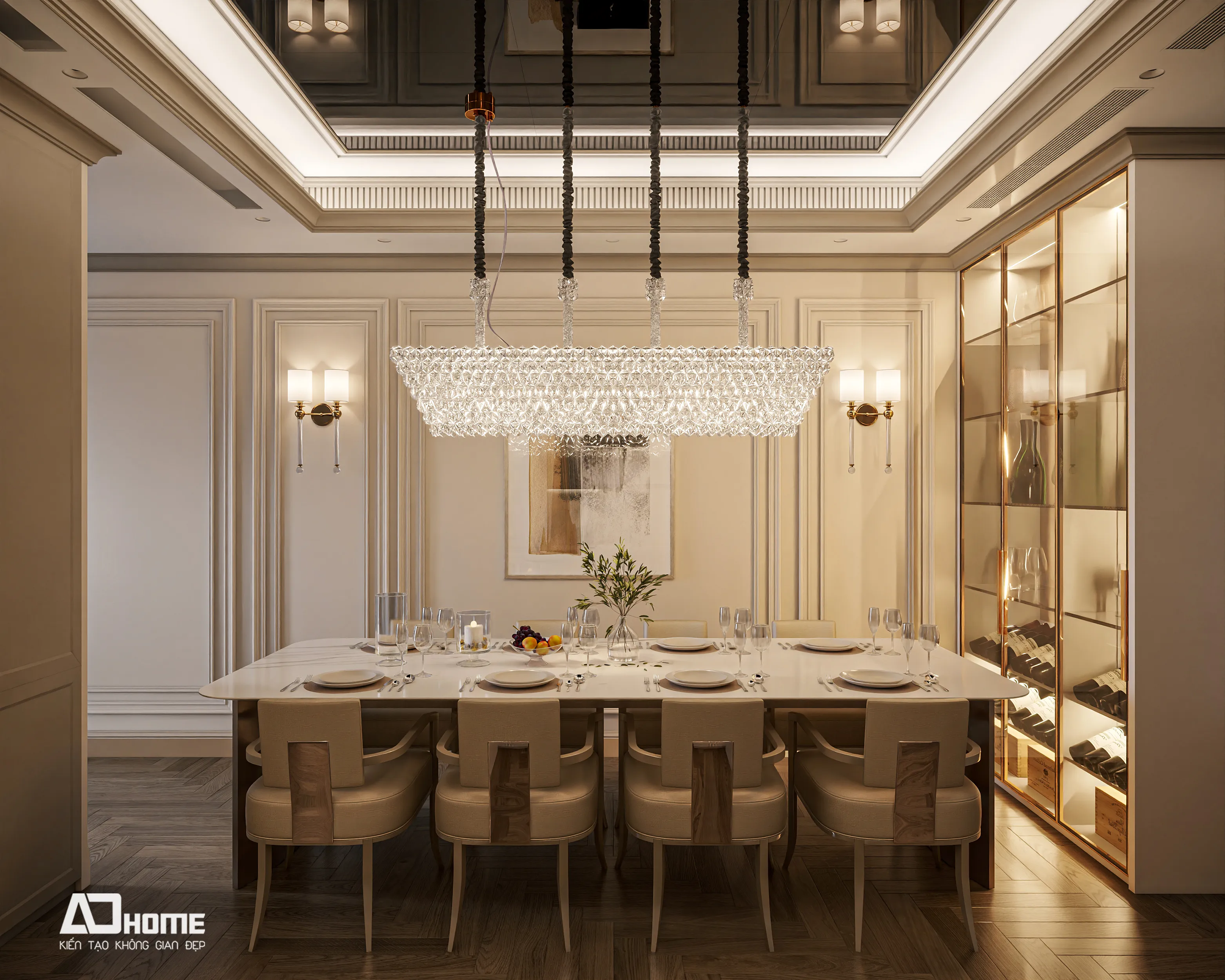 Thiết kế nội thất căn hộ Vinhomes Cổ Loa đẹp cho phòng bếp và phòng ăn