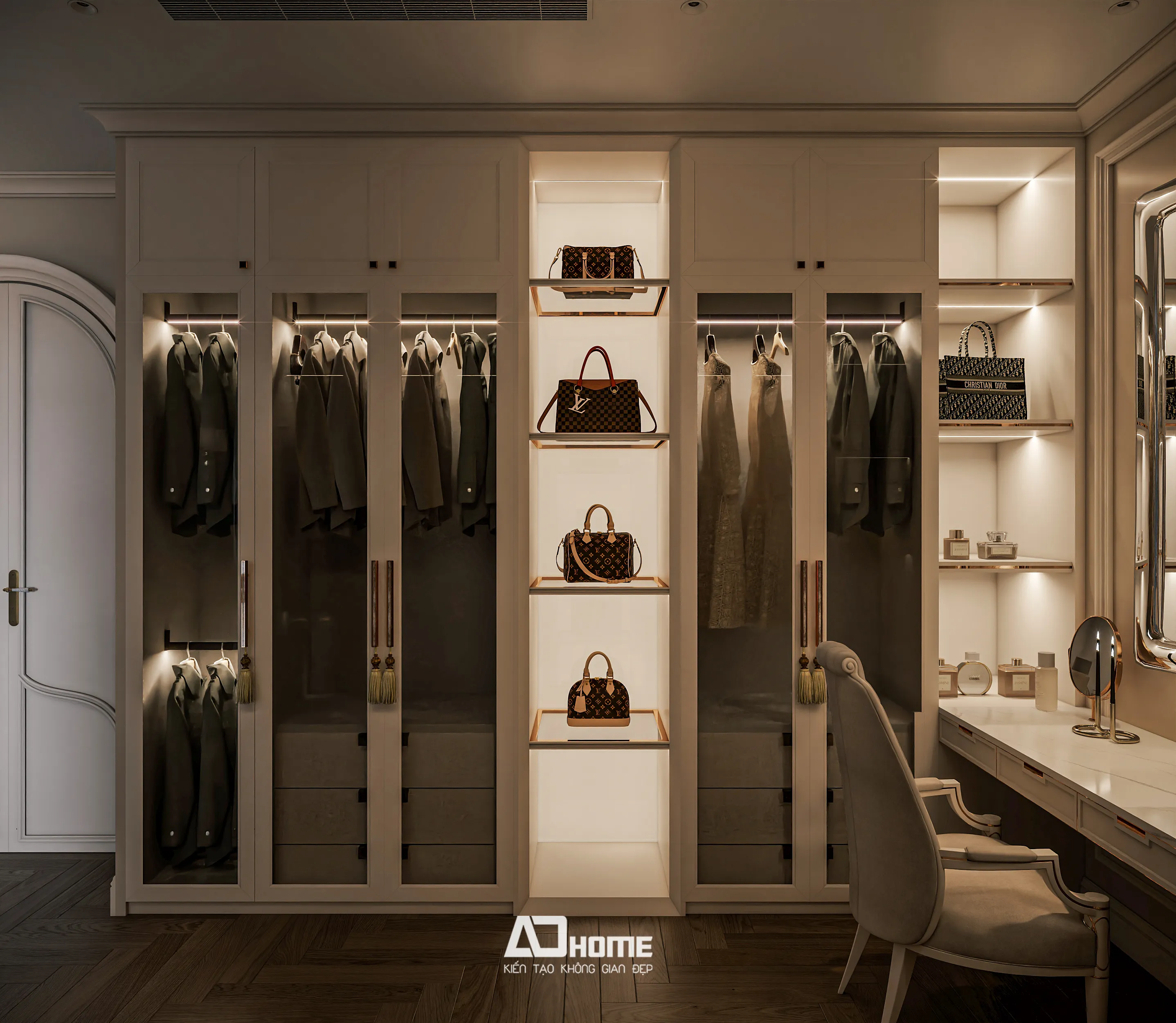 Thiết kế nội thất chung cư tân cổ điển sang trọng tại Vinhomes giúp tối ưu diện tích không gian sống