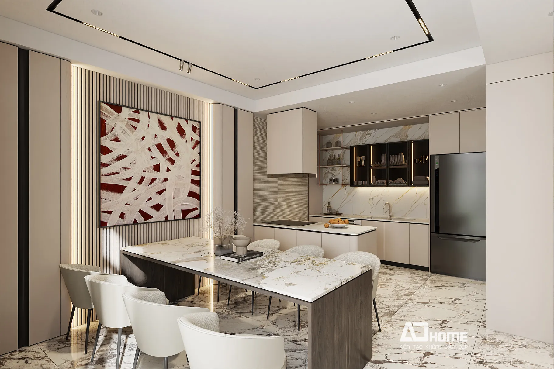 Thiết kế nội thất hiện đại phong cách Modern Classic kết hợp phào chỉ