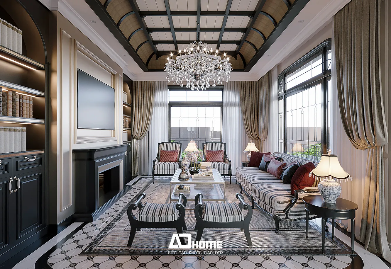 Thiết kế nội thất indochine biệt thự Vinhomes Ocean Park