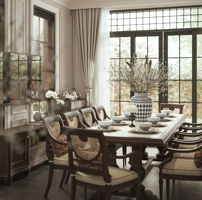 Thiết kế nội thất indochine (đông dương) với chất liệu gỗ tự nhiên tre và mây đan bền vững