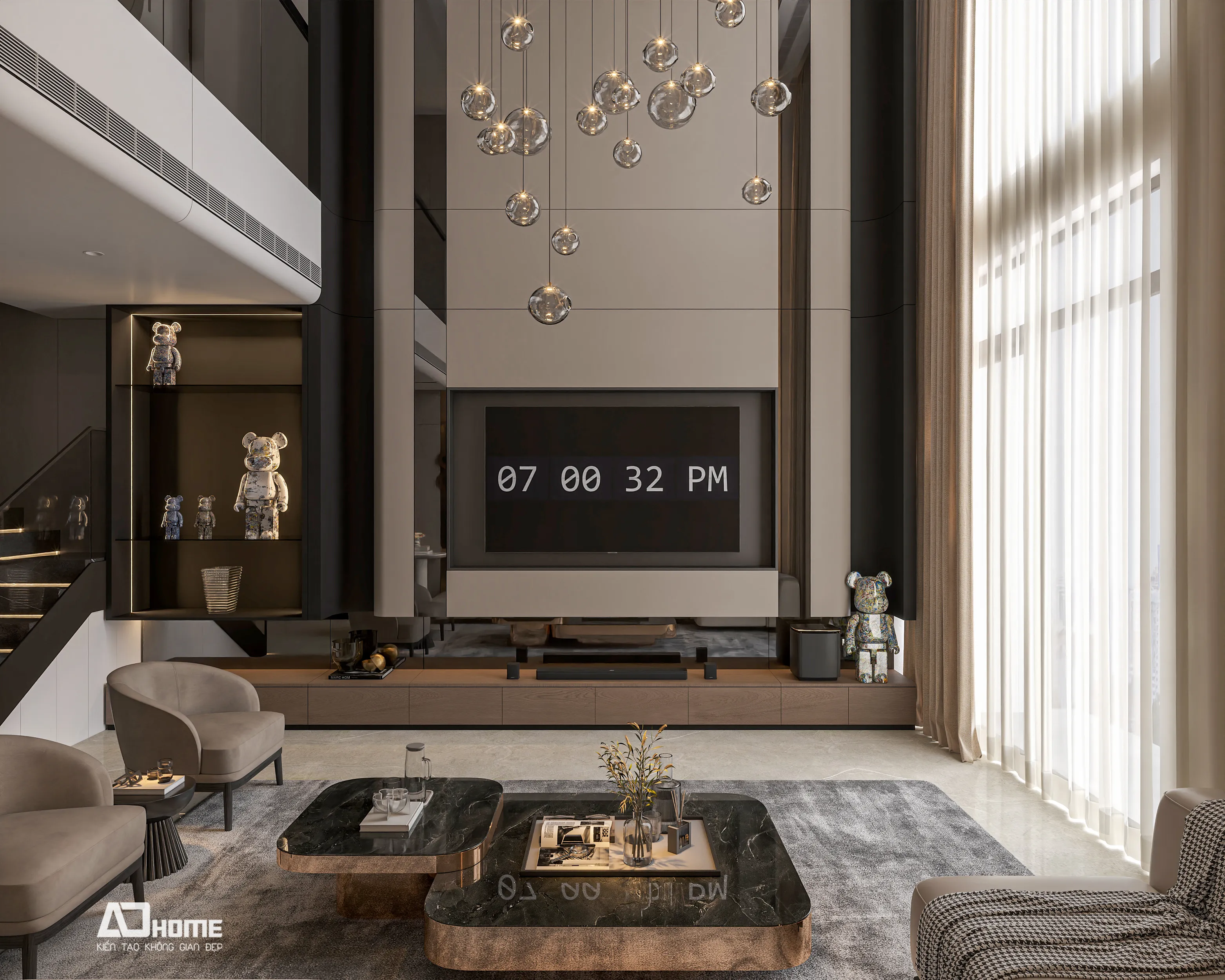 Thiết kế nội thất phòng khách liền kề Vinhomes hiện đại tối ưu ánh sáng và không gian