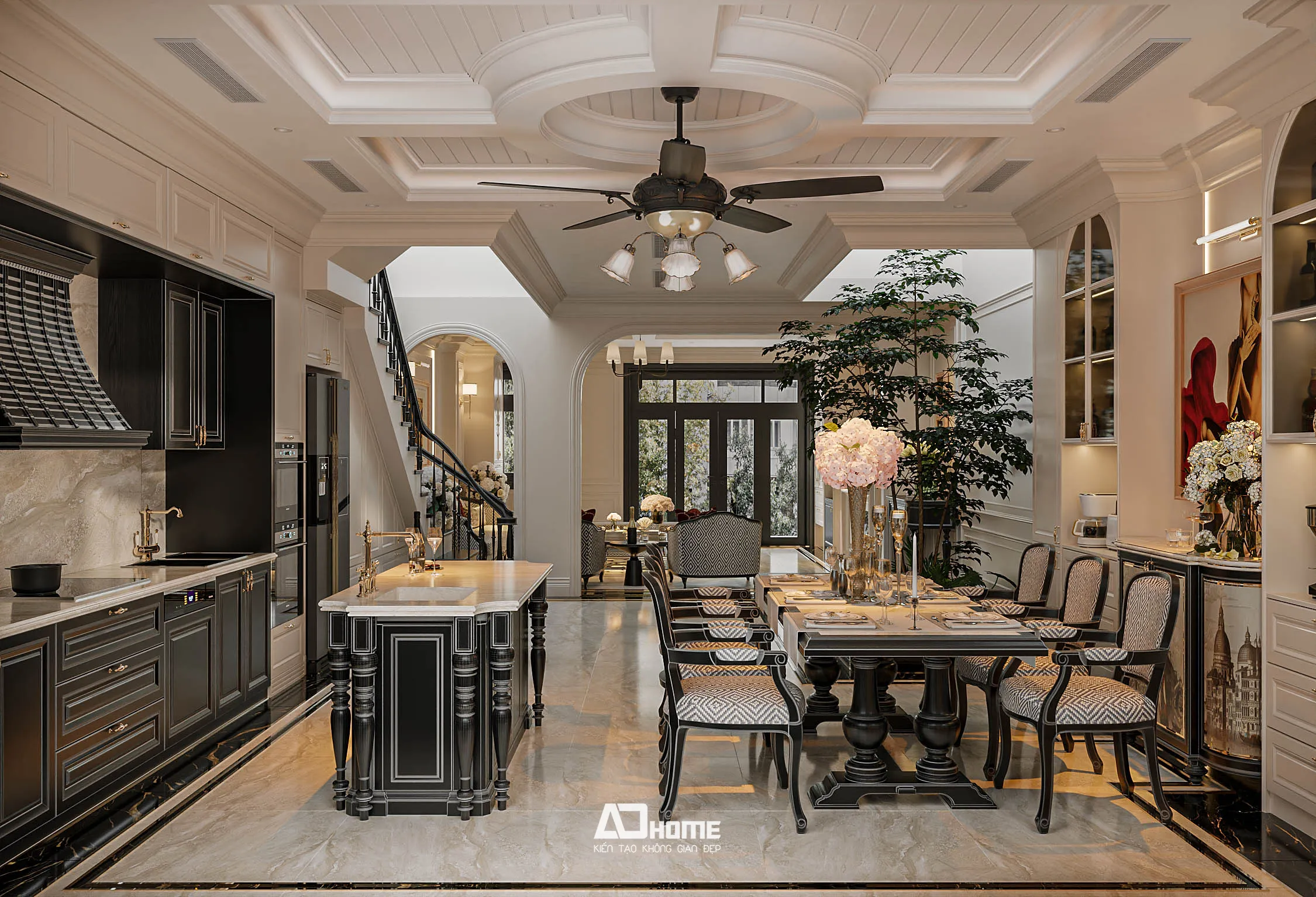 Mẫu thiết kế nội thất tân cổ điển (neo classic) sang trọng tại Vinhomes Đan Phượng, sự kết hợp hoàn hảo giữa kiến trúc quý tộc và tiện ích thông minh