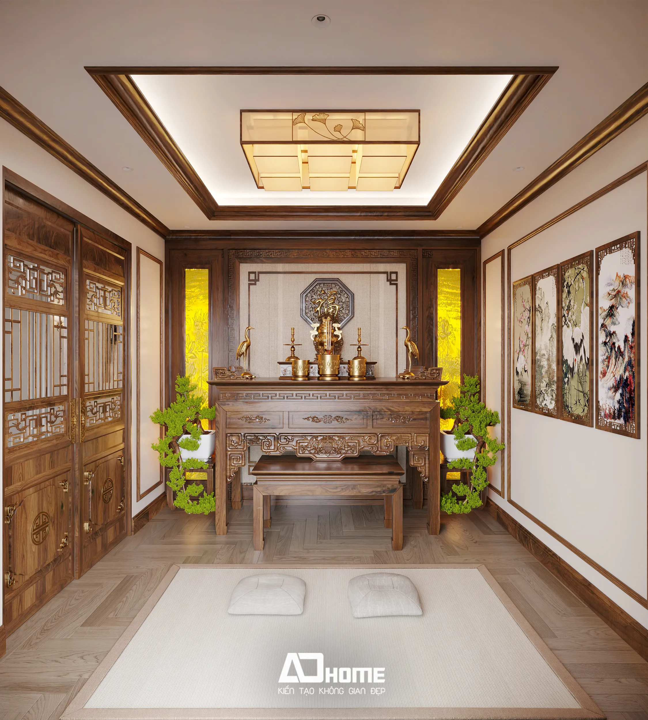 Thiết kế nội thất Vinhomes Cổ Loa phòng thờ chuẩn phong thủy