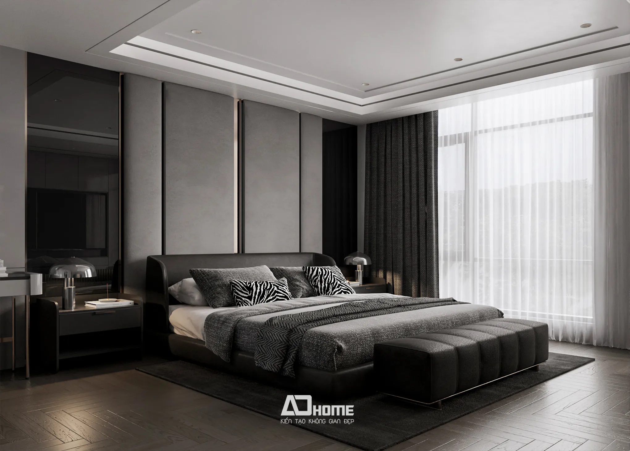 Thiết kế nội thất Vinhomes phòng ngủ master cao cấp