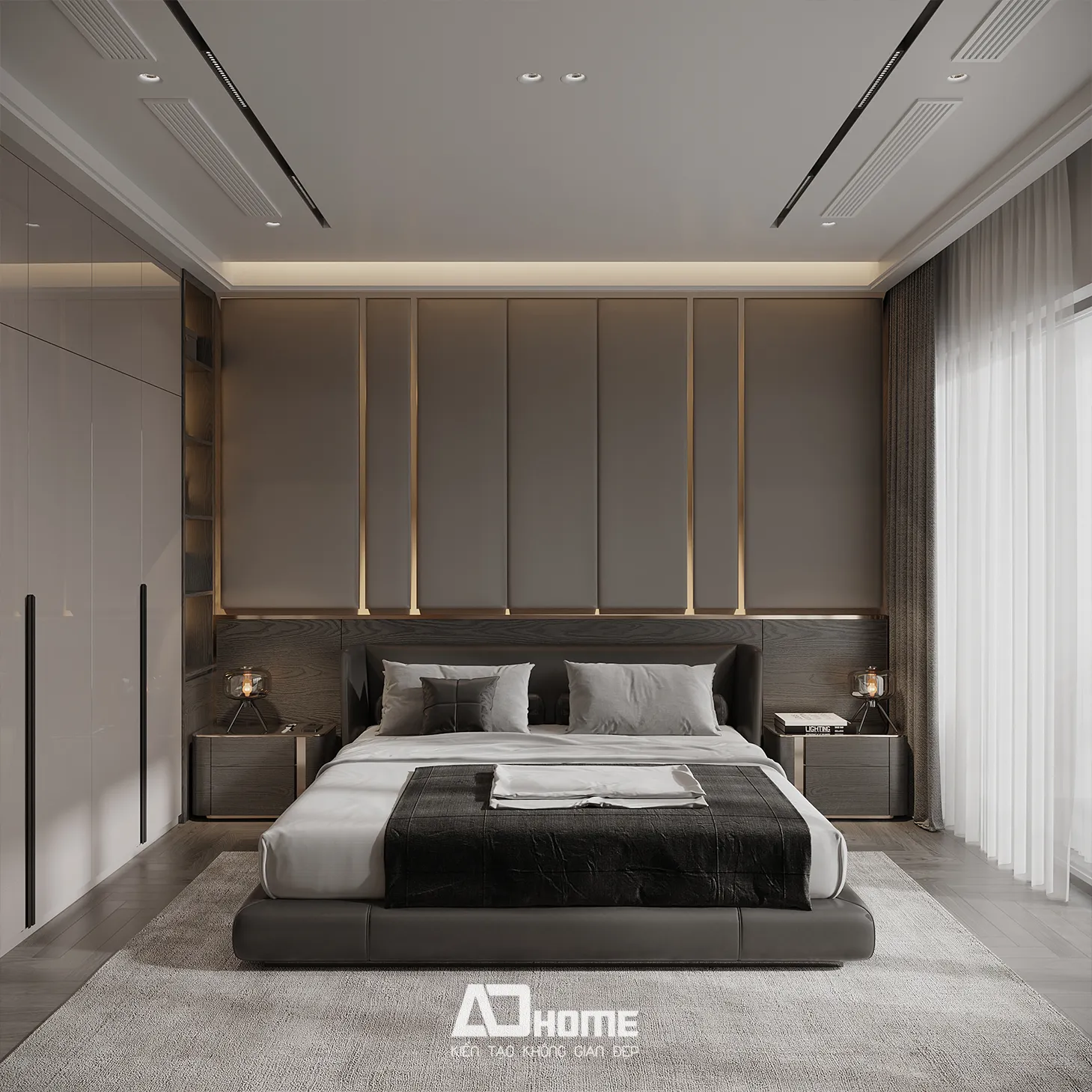 Thiết kế phòng ngủ nội thất nhà liền kề Vinhomes yên tĩnh sang trọng