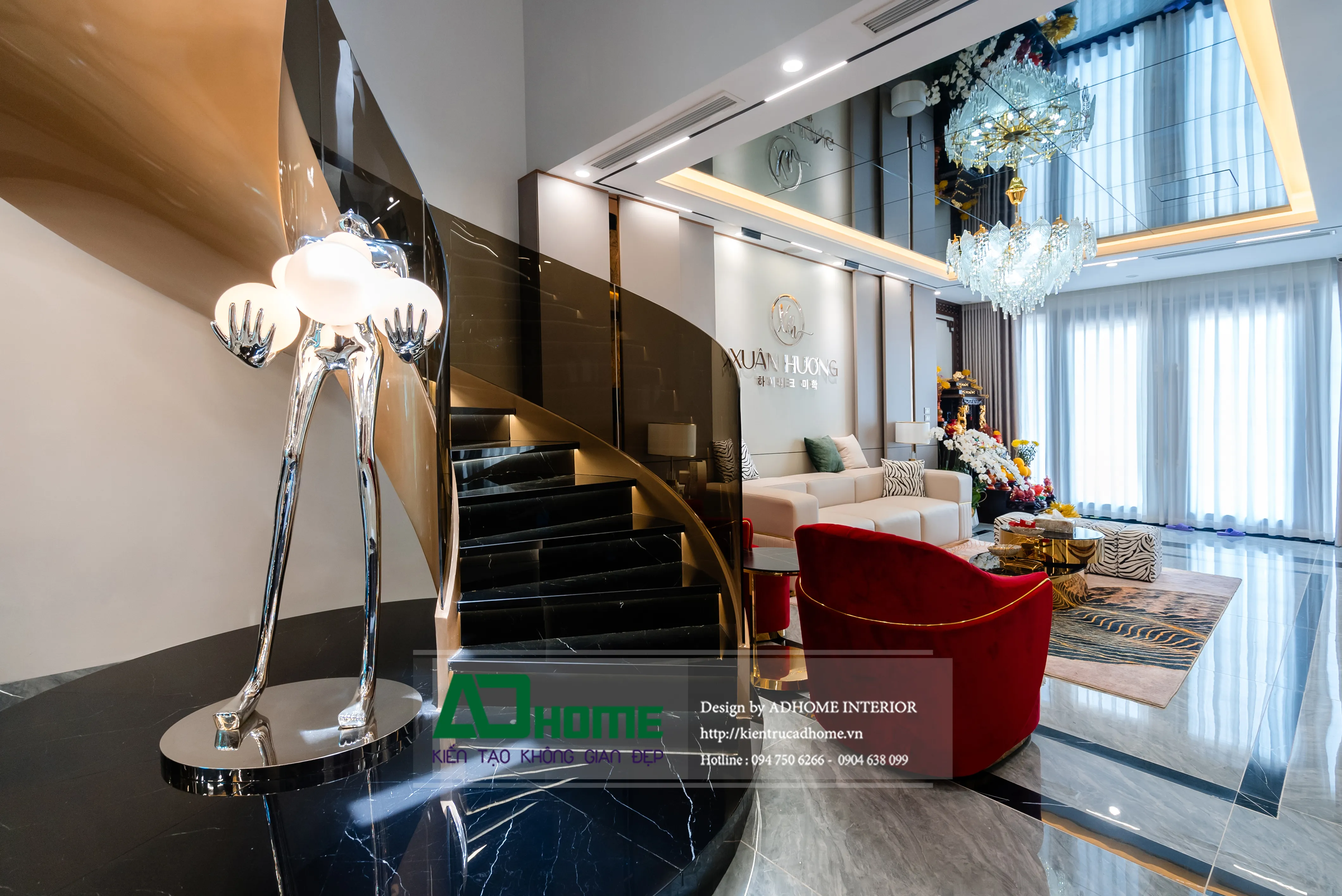 Thiết kế thi công nội thất phong cách Luxury sử dụng đá tự nhiên và kim loại mạ vàng 02