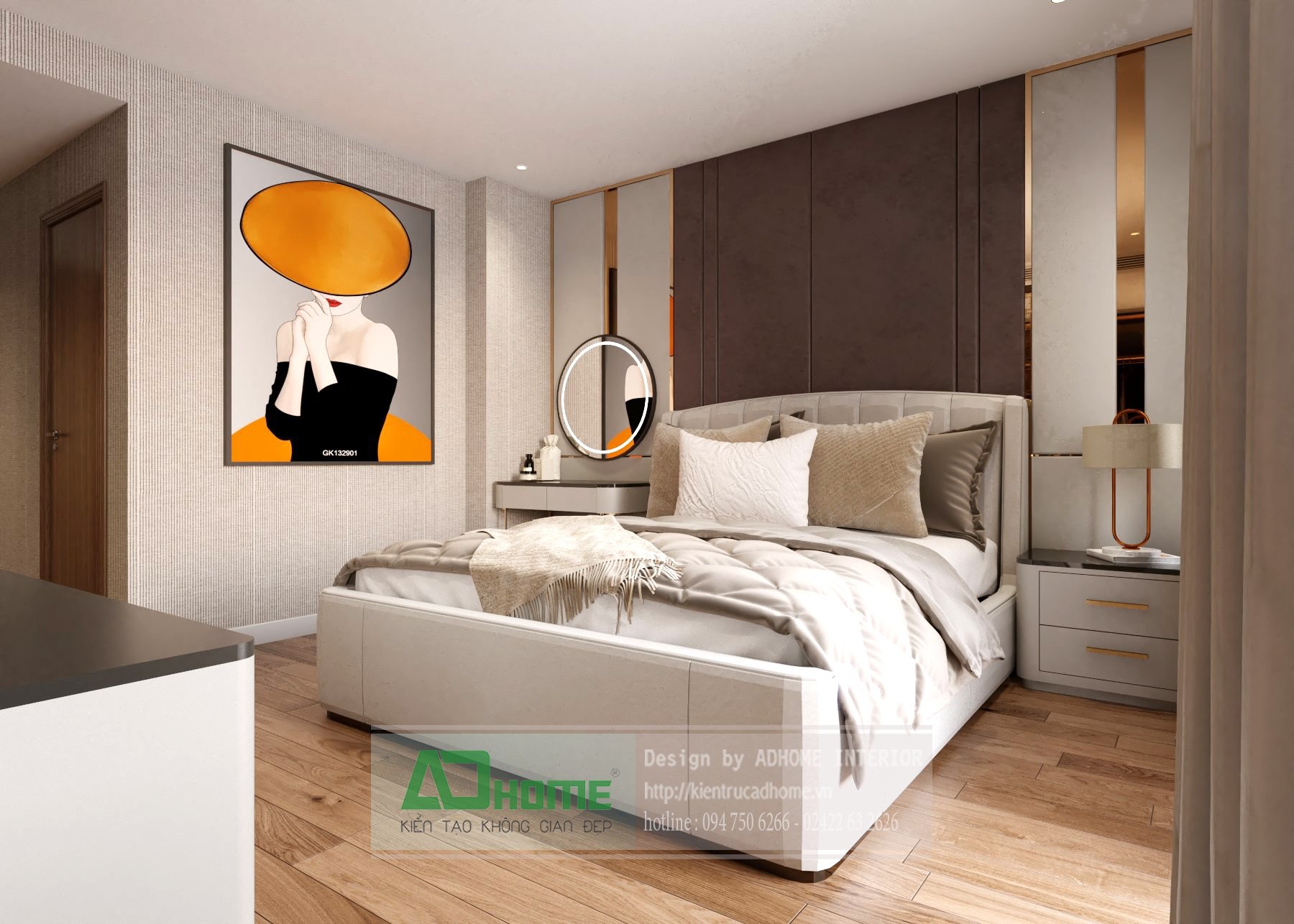 Thiết kế nội thất phòng Ngủ Master căn hộ Ciputra The Link 345 - Hiện đại