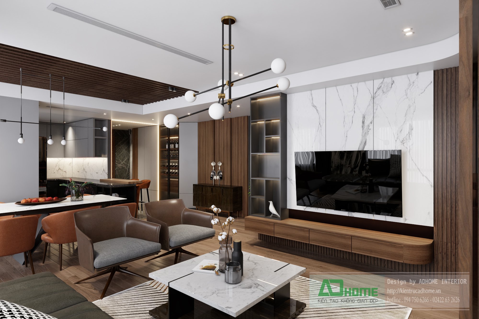 Thiết kế nội thất chung cư Goldmarkcity - 173m2 Sapphire2 - 02 - Phong cách Hiện đại (CĐT Anh Tịnh)