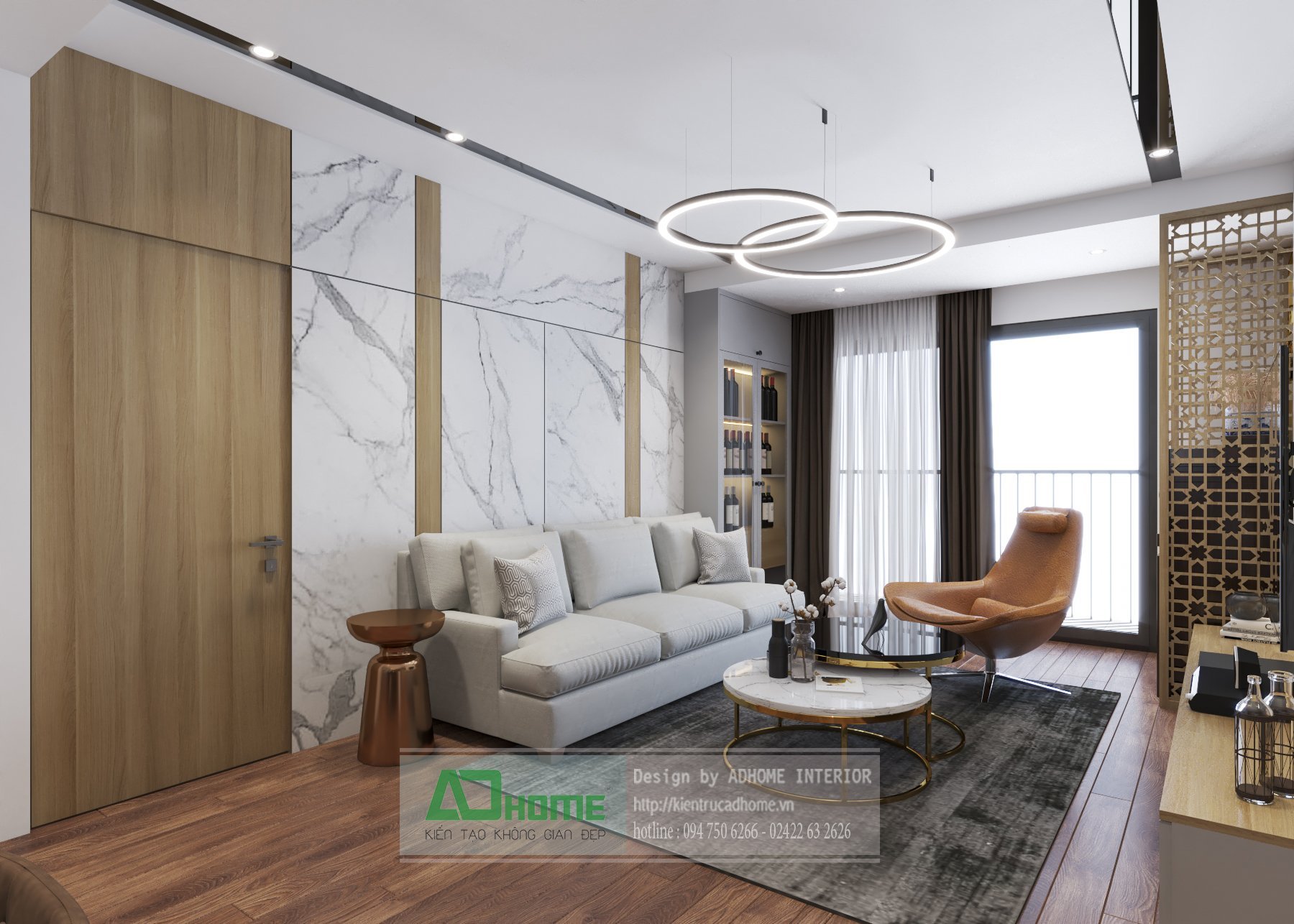  Thiết kế nội thất chung cư Goldmarkcity - 143m2 Sapphire1 - 03 - Phong cách Hiện đại